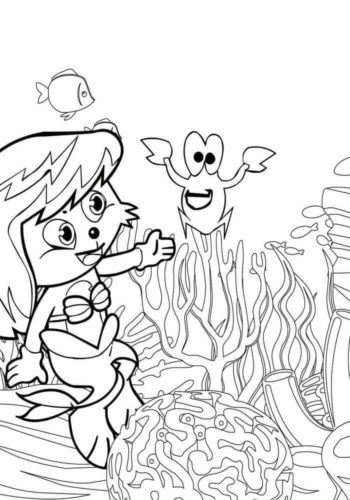 Cartoon Mermaid Coloring Page
