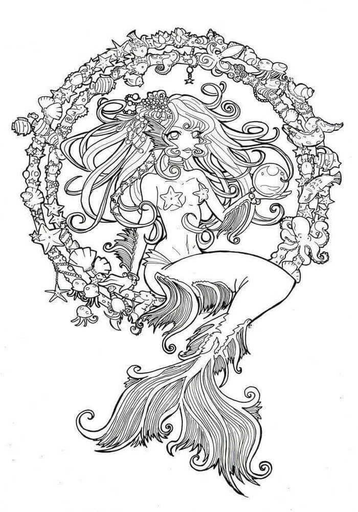 free printable mermaid coloring pages for adults free printable ...