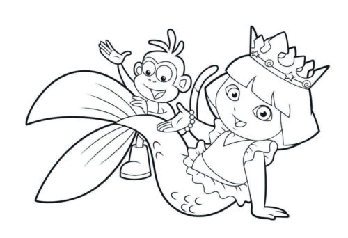 Dora As A Mermaid Coloring Page