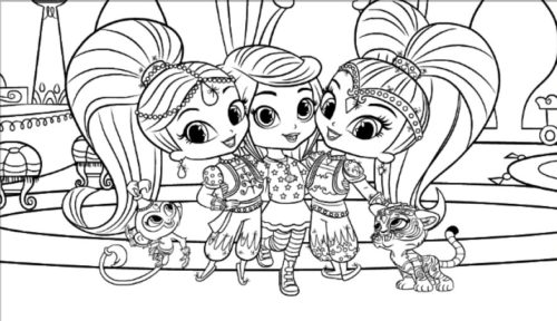 Leah With Shimmer And Shine Coloring Page Coloring Page