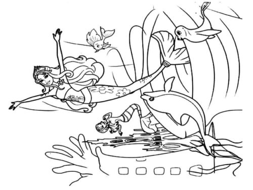 Mermaid In Her Den Coloring Page