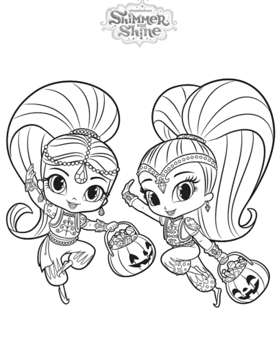 Shimmer And Shine Go Trick Treating Coloring Page
