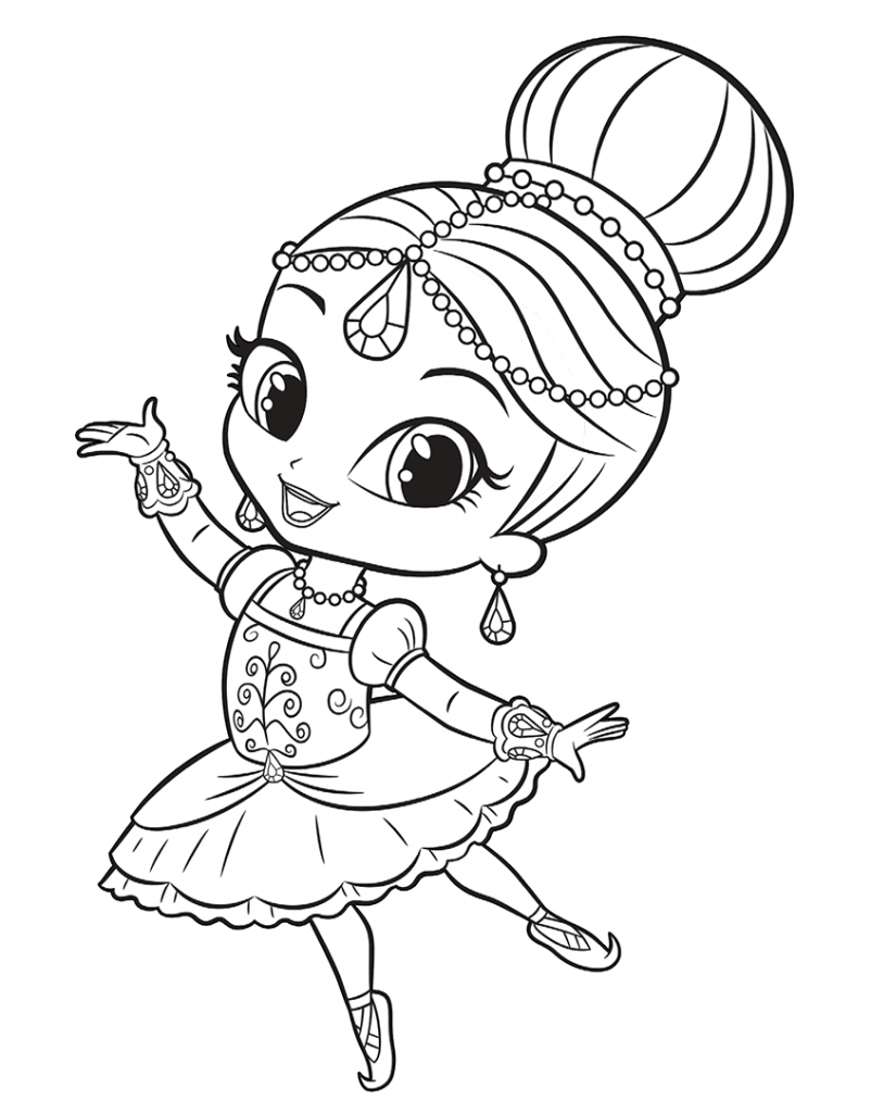 Shimmer Doing Ballet Shimmer and Shine Coloring Pages