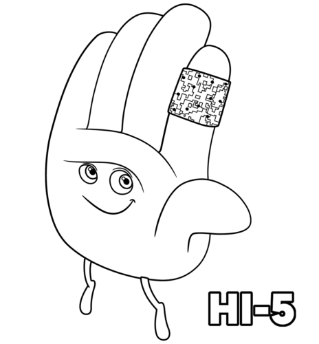 The Emoji Movie Hi 5 Coloring Page