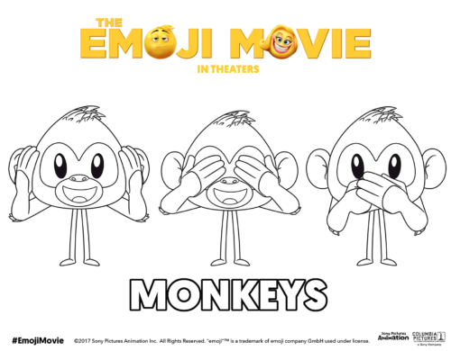 The Emoji Movie Three Monkeys Coloring Page