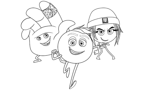 the emoji movie trio coloring page