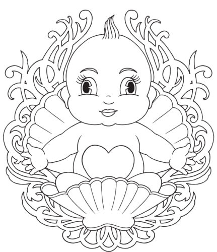 Baby Born In A Shell Babies Coloring Page