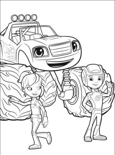 Blaze Gabby And AJ coloring page