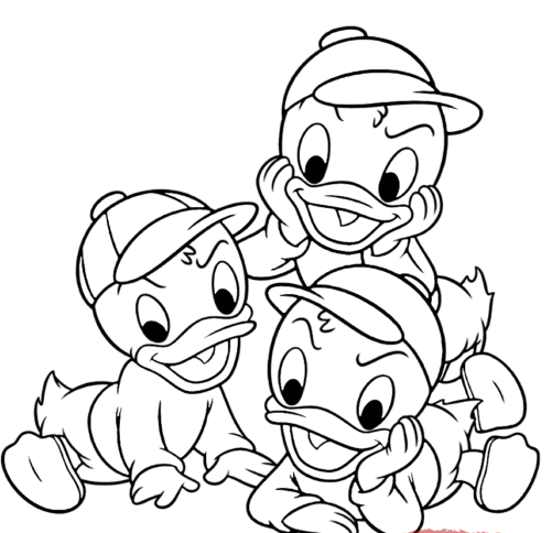 Huey, Dewey And Louie Coloring Page