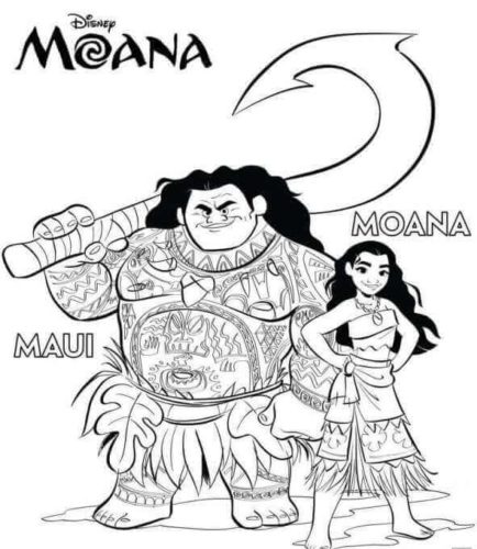 Maui And Moana Coloring Page