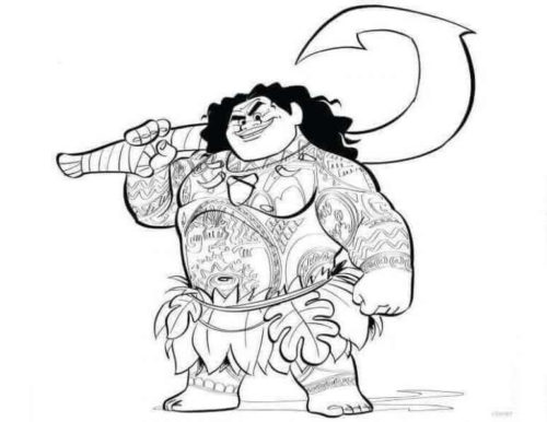Maui With His Hook Coloring Page