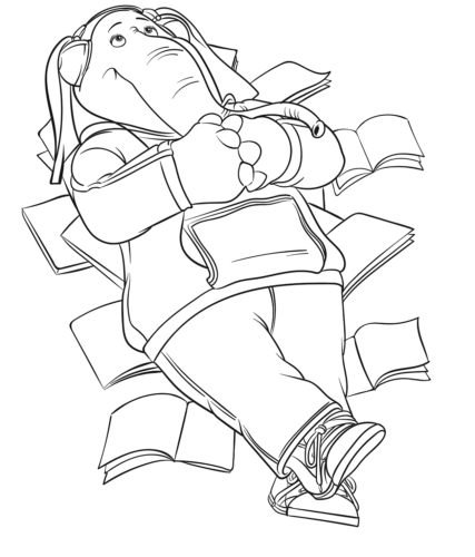 Meena, The Timid Elephant Coloring Page