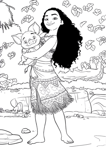 Moana With Pau Coloring Page