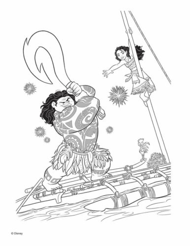Moana Pestering Maui Coloring Page