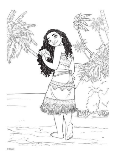 Grown Up Moana With The Shell Coloring Page