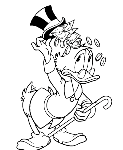 Money Giving Problems To Uncle Scrooge Coloring Page