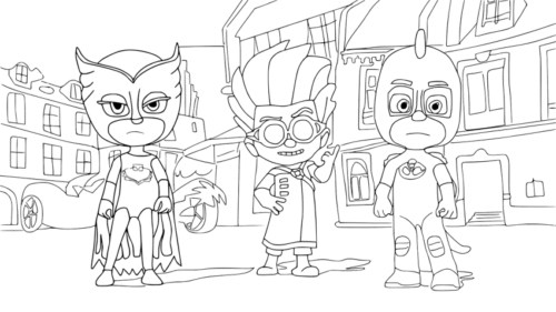 Owlette And Gekko With Romeo Coloring Page