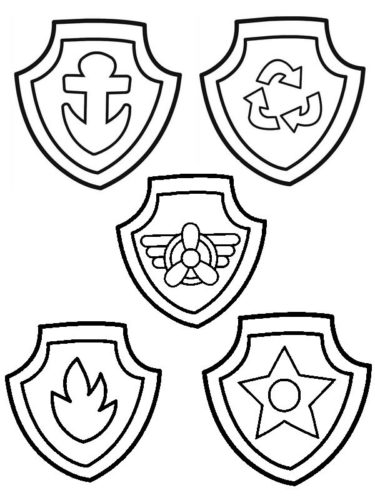 PAW Patrol Badges Coloring Page
