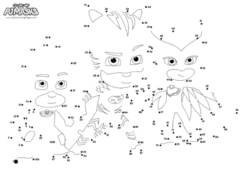 PJ Masks Connect The Dots Coloring Page
