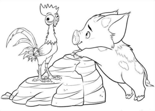 Pua And Heihei Coloring Page