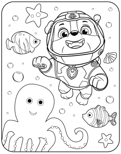 Rubble Paw Patrol Coloring Page
