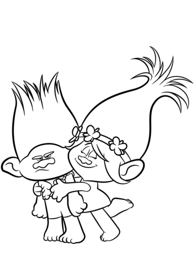 Branch and Poppy Coloring Page