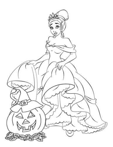 Princess Tia Dressed For Halloween Coloring Page