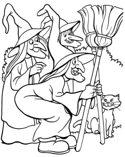 Witches Coloring Page