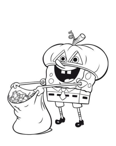 Halloween Candies By SpongeBob Coloring Page