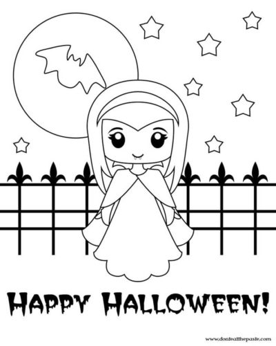 Vampire Princess On Halloween Night Coloring Page