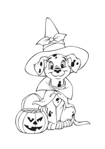 01 Dalmatian Halloween Coloring Page