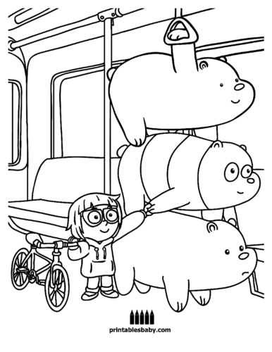 We Bare Bears In The Subway Coloring Page