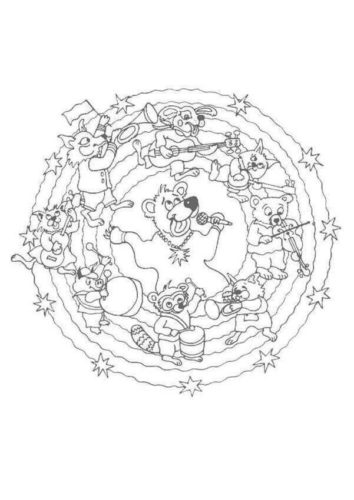 10.Papa Bear With The Jumble Up Mandala Coloring Page