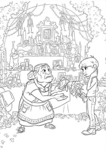 13. Abuelita and Miguel Coloring Page