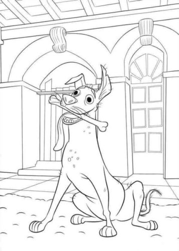 14. Dante With Bone Coloring Page