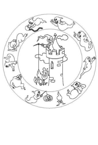 18.The Ghost Catching Ghost Mandala Coloring Page