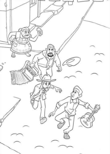 20. Abuelita Chasing Everyone Coloring Page