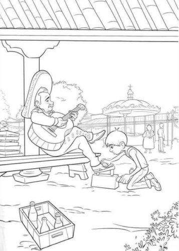 22. Coco Polishing Shoes Coloring Page
