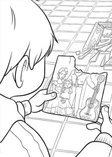 26. Miguel With His Family Portrait Coloring Page