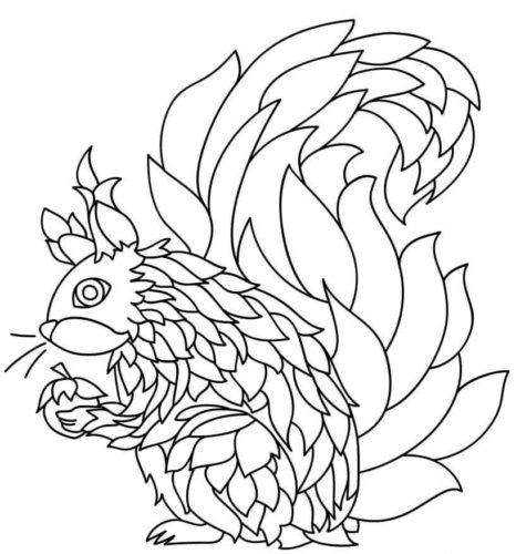 26.The Squirrel Finds A Nut Mandala Coloring Page
