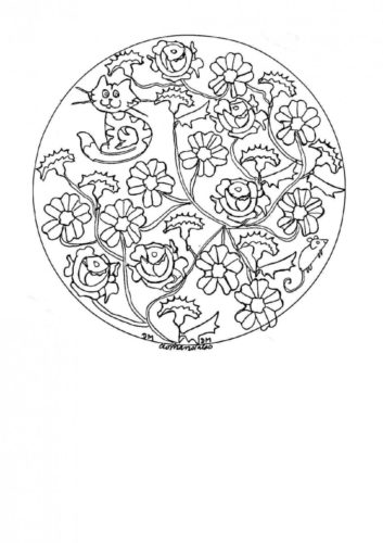 37.Help Serena In Finding Her Cat Mandala Coloring Page