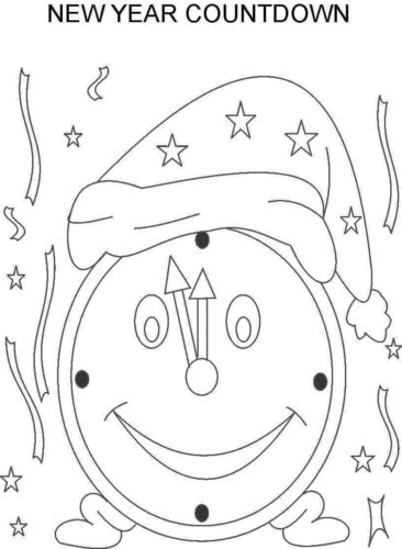 1. The New Year Clock Coloring Page