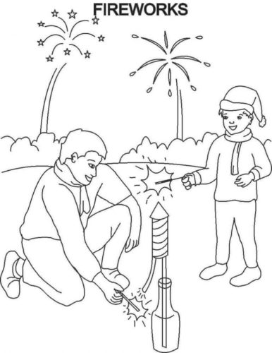 16. Fireworks Coloring Page
