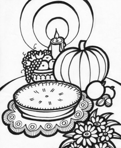 26 Decorated Thanksgiving Feast Table coloring page