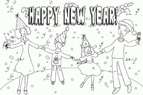 26. New Year Family Coloring Page