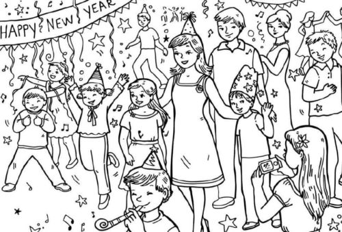 29. New Year Celebrations Coloring Page