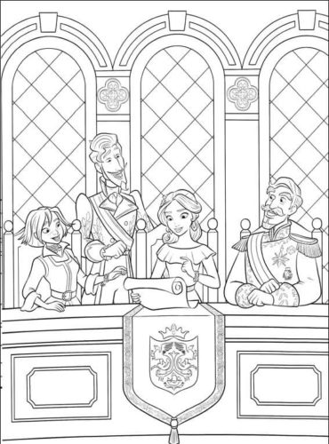 3 Elena With Francisco, Naomi And Esteban Elena of Avalor Coloring Page