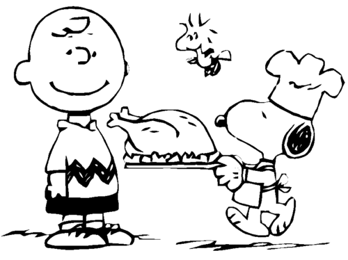 3 Snoopy Made Yummy Thanksgiving Dinner Thanksgiving coloring page
