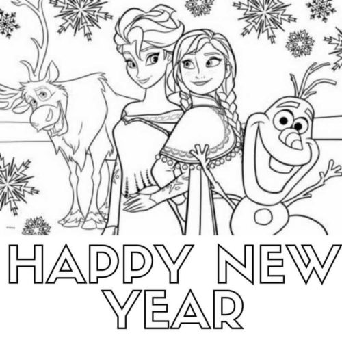 32. Elsa And Anna New Year Coloring Pages