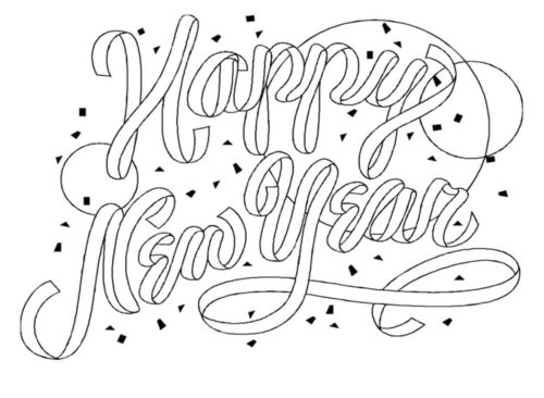 34. Simple New Year Coloring Page